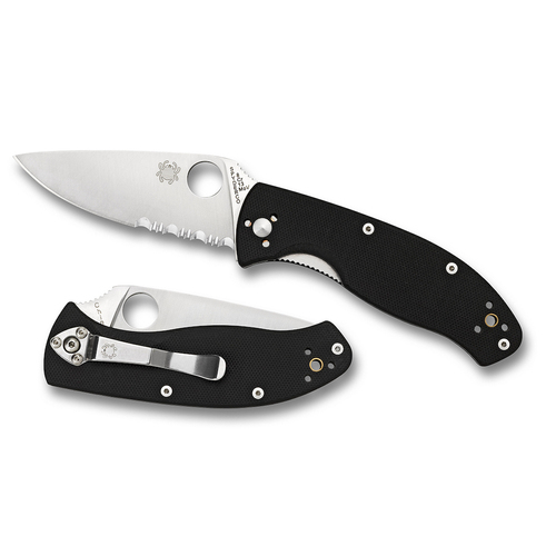 Spyderco Tenacious G-10 Black - Combo Blade Folding Knife YSC122GPS 