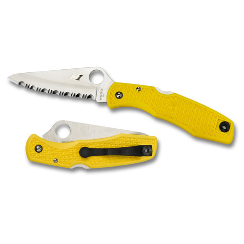 SPYDERCO PACIFIC SALT H1 LIGHTWEIGHT YELLOW SERRATED BLADE KNIFE C91SYL