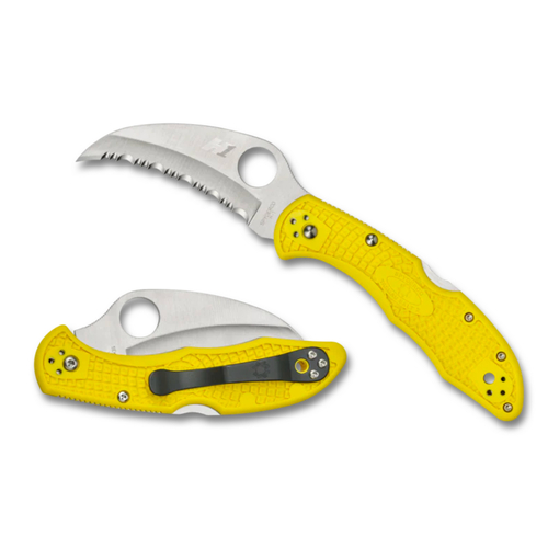Spyderco Tasman Salt H1Lightweight Yellow Serrated Blade Folding Knife YSC106SYL