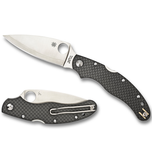 NEW SPYDERCO CALY 3.5 CARBON FIBRE ZDP-189 PLAIN BLADE FOLDING KNIFE C144CFPE