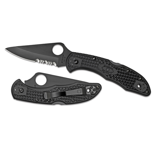 Spyderco Delica 4 Lightweight Black | Black Combo Blade | C11PSBBK 