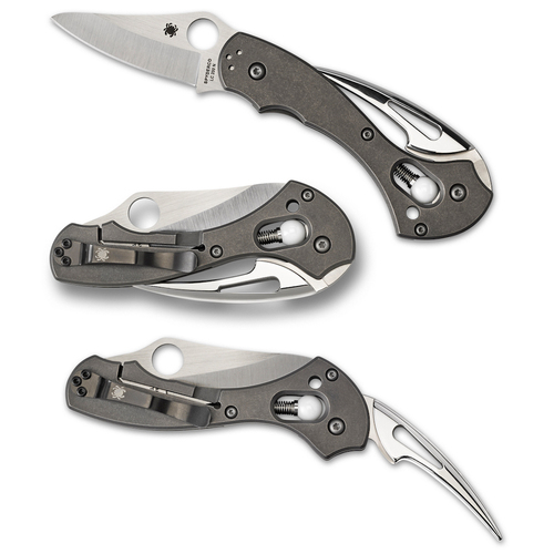 NEW SPYDERCO TUSK TITANIUM PLAIN BLADE FOLDING KNIFE MARINER TOOL 