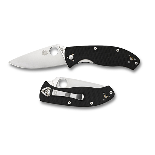 Spyderco Tenacious G-10 Black - Plain Blade Folding Knife YSC122GP