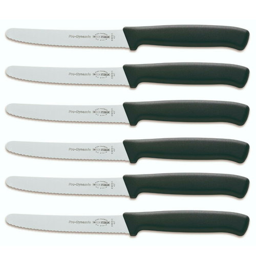 6 x F DICK FDICK MICRO SERRATED UTILITY STEAK TOMATO SAUSAGE KNIVES BLACK