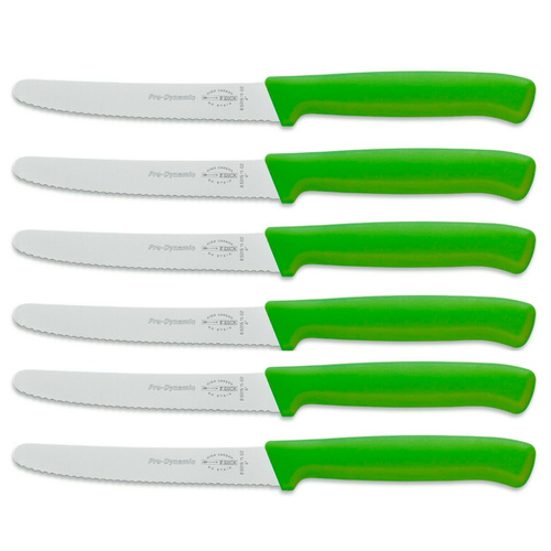 6 x F DICK FDICK MICRO SERRATED UTILITY STEAK TOMATO SAUSAGE KNIVES GREEN
