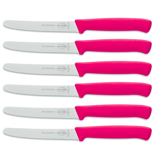 6 x F DICK FDICK MICRO SERRATED UTILITY STEAK TOMATO SAUSAGE KNIVES PINK