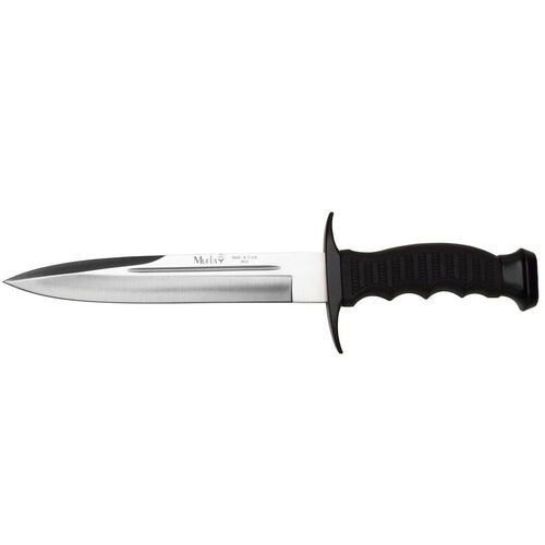 NEW MUELA DEFENDER BOWIE 22 HUNTING FISHING KNIFE - BLACK ZAMACK / RUBBER HANDLE