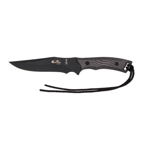 MUELA TYPHOON BLACK BLADE HUNTING KNIFE - BLACK MICARTA HANDLE