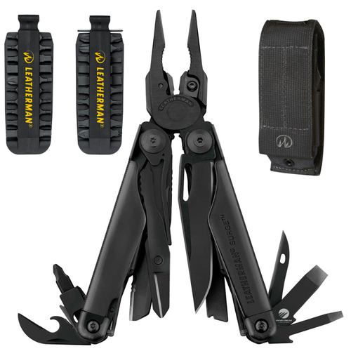 LEATHERMAN SURGE BLACK STEEL MULTI-TOOL + MOLLE SHEATH + BIT KIT