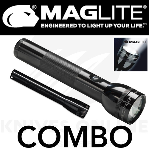 NEW MAGLITE 2D CELL + 2AA CELL BLACK FLASHLIGHT COMBO PACK MADE IN USA