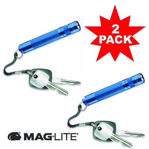 MAGLITE 2 X SOLITAIRE FLASHLIGHT BLUE MADE IN USA