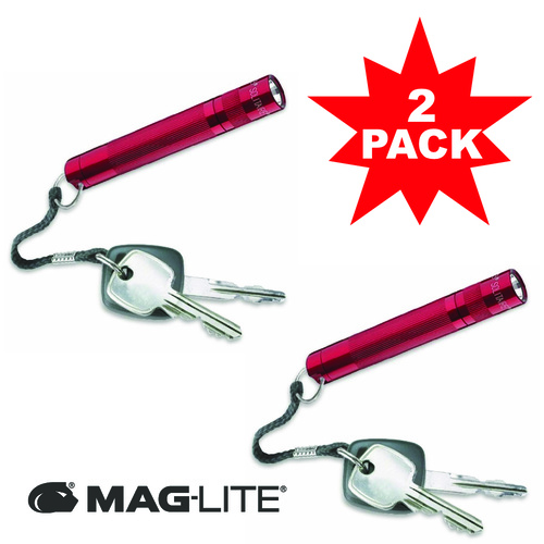 MAGLITE 2 X SOLITAIRE FLASHLIGHT RED MADE IN USA