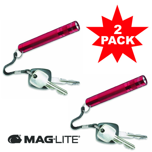 MAGLITE 2 X SOLITAIRE FLASHLIGHT RED MADE IN USA
