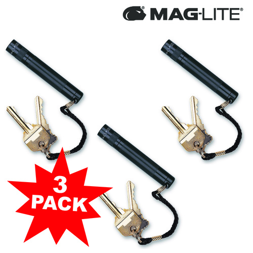 MAGLITE 3 X SOLITAIRE FLASHLIGHT BLACK MADE IN USA