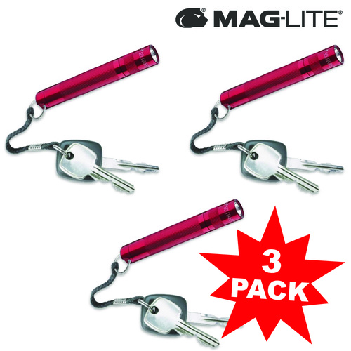 MAGLITE 3 X SOLITAIRE FLASHLIGHT RED MADE IN USA