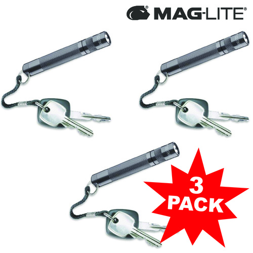 MAGLITE 3 X SOLITAIRE FLASHLIGHT PEWTER GREY MADE IN USA