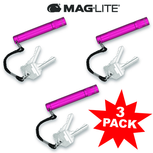 MAGLITE 3 X SOLITAIRE FLASHLIGHT HOT PINK MADE IN USA