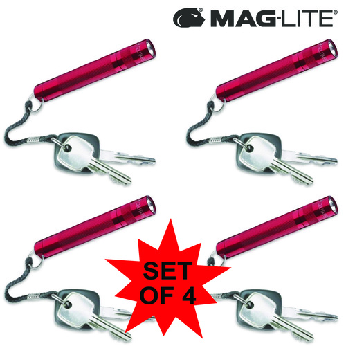 MAGLITE 4 X SOLITAIRE FLASHLIGHT RED MADE IN USA
