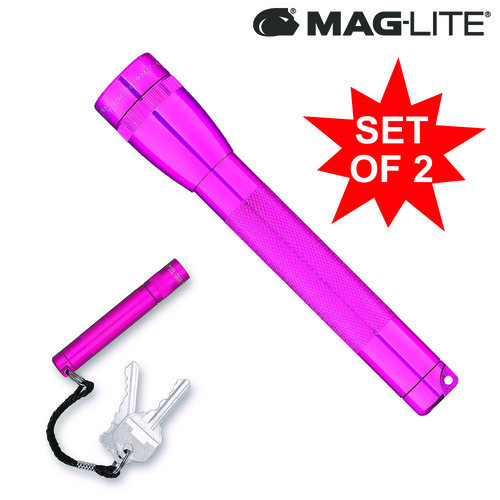 MAGLITE 2AA FLASHLIGHT HOT PINK & SOLITAIRE MADE IN USA