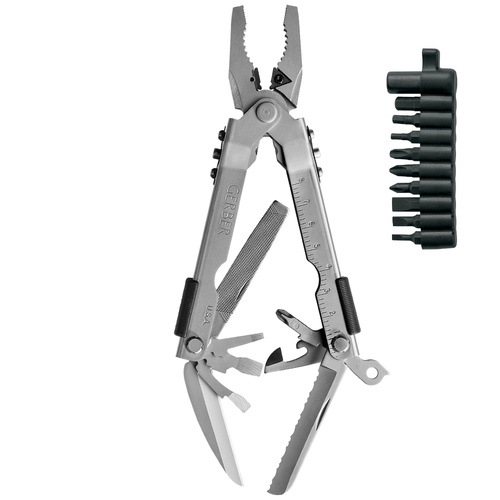 GERBER STAINLESS STEEL MULTI PLIER 600 BLUNTNOSE W/ CARBIDE INSIDE CUTTERS, TOOLKIT & SHEATH 07510G