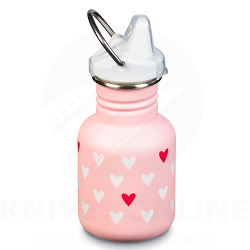 KLEAN KANTEEN KIDS SIPPY 355ML 12OZ HEARTS PINK DRINK BOTTLE BPA FREE
