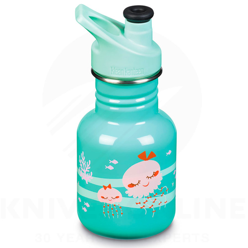 KLEAN KANTEEN KIDS SPORTS 355ML 12OZ AQUA JELLYFISH DRINK BOTTLE BPA FREE