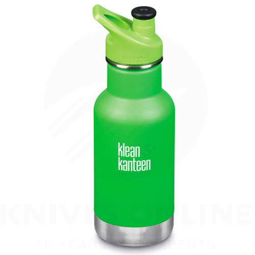 KLEAN KANTEEN KIDS SPORTS CAP 355ML 12OZ GREEN LIZARD TAILS INSULATED CLASSIC BOTTLE