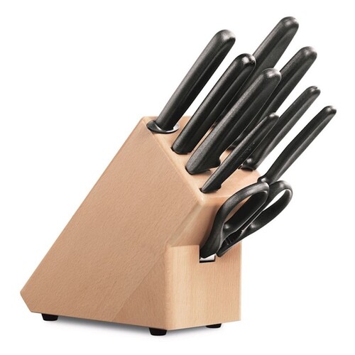 NEW VICTORINOX 9 PIECE KITCHEN CUTLERY KNIFE BLOCK SET 9PC BLACK
