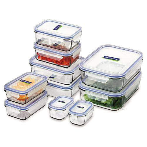 Glasslock Tempered Glass Microwave Safe Container Set 10pc W/ Lid 