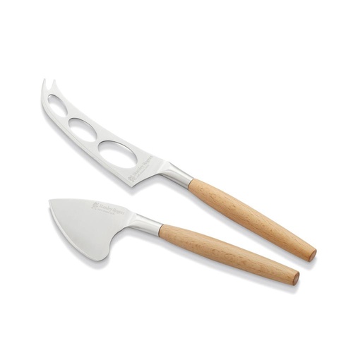 STANLEY ROGERS 50732 STAINLESS CHEESE KNIVES 2 PC SET WOODEN HANDLE