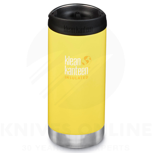 KLEAN KANTEEN TKWIDE 12oz 355ml INSULATED BUTTERCUP YELLOW W/ CAFE CAP