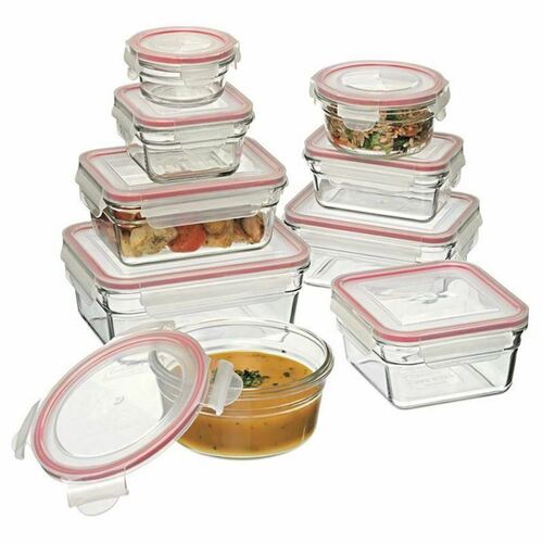 GLASSLOCK OVEN SAFE CONTAINER SET W/ LID 9pc TEMPERED GLASS 28060