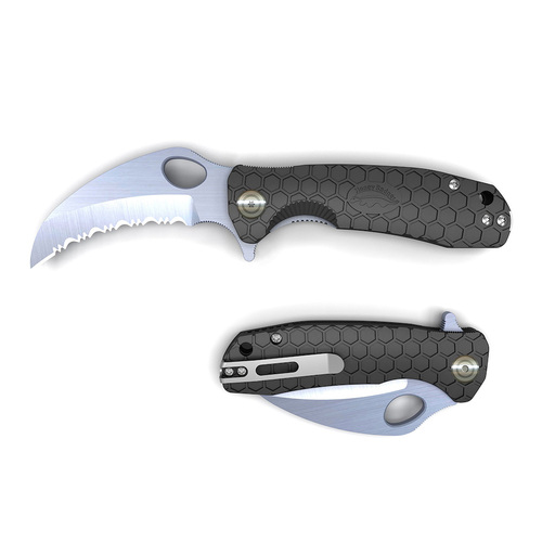 Honey Badger Claw Serrated Blade Small Pocket Folding Knife - Black YHB1151