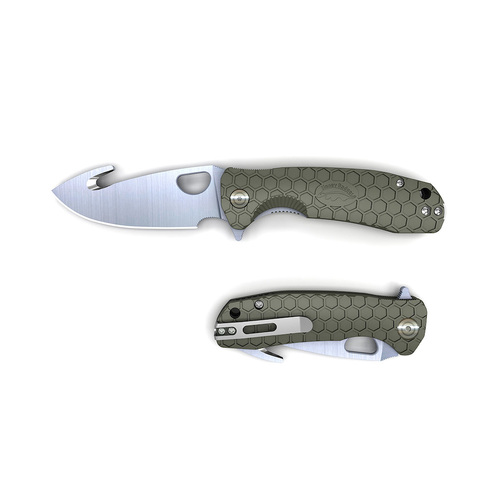 HONEY BADGER HOOK FLIPPER MEDIUM POCKET FOLDING KNIFE YHB1263 - GREEN