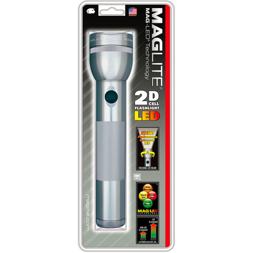 NEW MAGLITE 2D CELL GREY LED FLASHLIGHT ST2D096 MADE IN USA