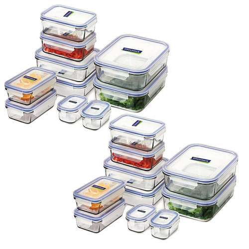 Glasslock Tempered Glass Microwave Safe Container Set 20pc W/ Lid 