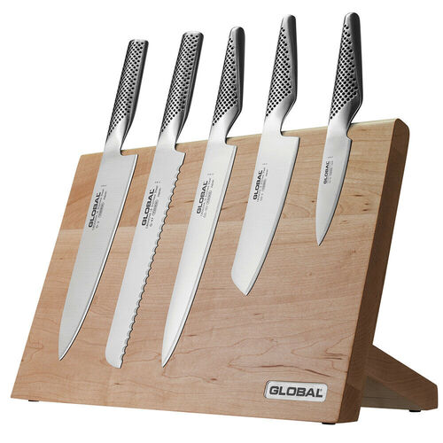 GLOBAL TAKUMI MAPLE MAGNETIC 6PC KNIFE BLOCK SET KNIVES JAPAN 6 PIECE