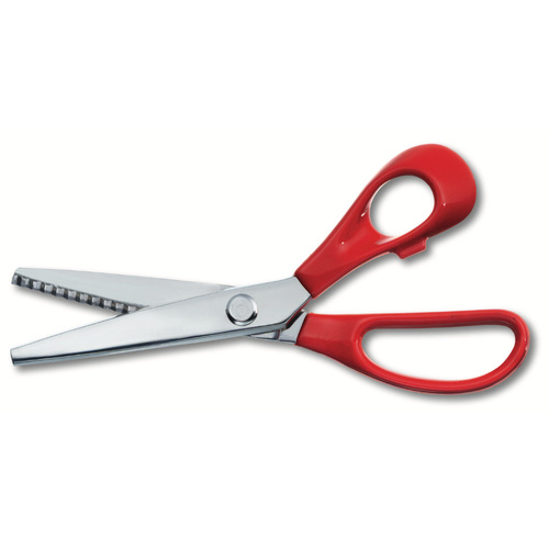 VICTORINOX NICKEL PLATED BLADES PINKING SHEARS - 21CM RED HANDLE 8.1007.21