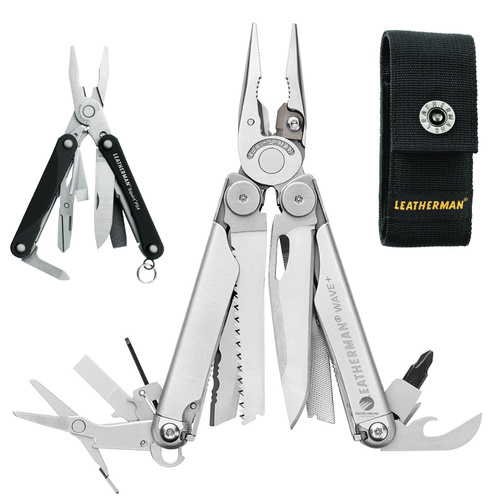 LEATHERMAN WAVE PLUS + STAINLESS MULTITOOL + NYLON SHEATH + SQUIRT BLACK