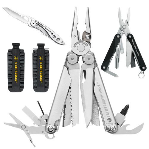 LEATHERMAN WAVE PLUS + MULTITOOL + SHEATH + BIT KIT + BLACK PS4 + SKELETOOL KBX