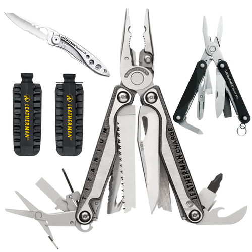 LEATHERMAN CHARGE TTI PLUS MULTITOOL + LEATHER + BITKIT + BLACK PS4 + SKELETOOL KBX