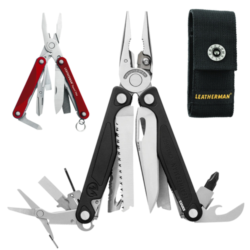 NEW LEATHERMAN CHARGE + PLUS MULTI-TOOL + NYLON SHEATH + RED SQUIRT