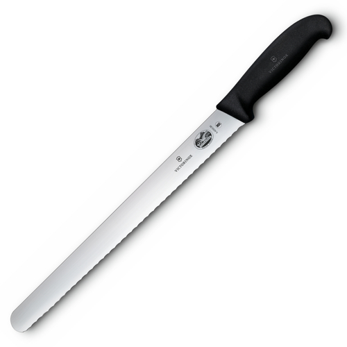 Victorinox Slicing Knife Round Wavy Edge 30cm Fibrox Handle Black 5.4233.30