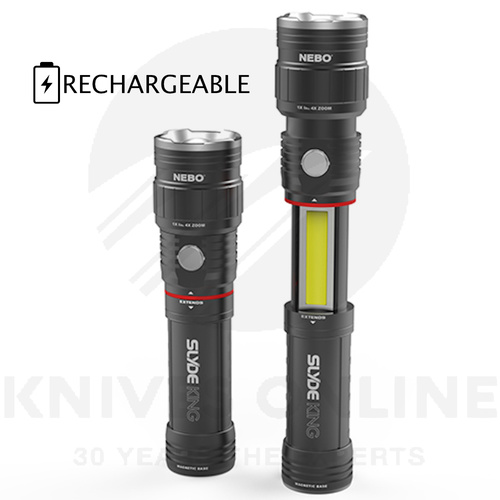 NEBO SLYDE KING RECHARGEABLE 330 LUMEN 4 MODES LED FLASHLIGHT WORK LIGHT 89510
